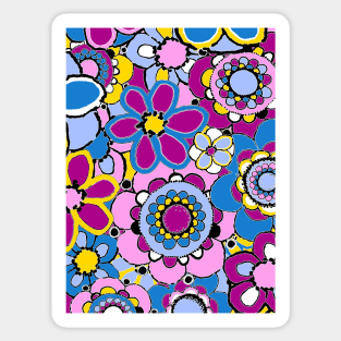 Blue Pink Yellow Floral Print Sticker